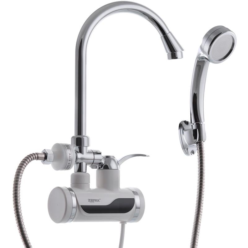 Проточний водонагрівач Zerix ELW08-EPW з індикатором температури і УЗО (ZX2751)