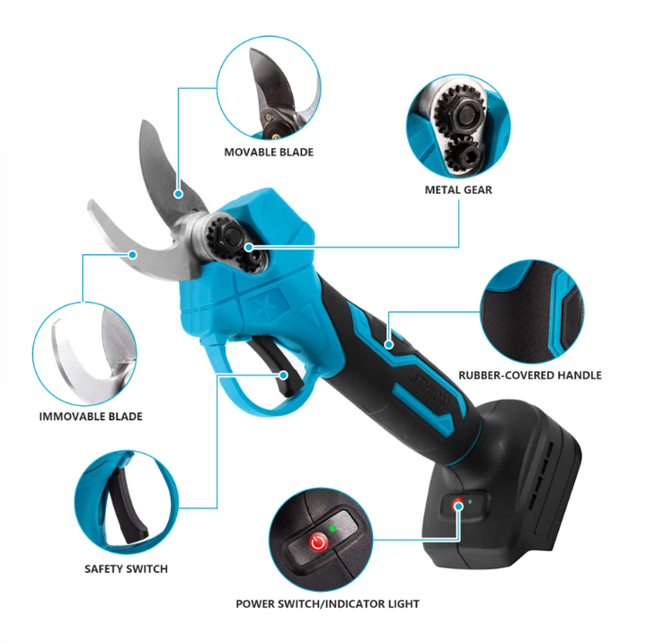 Секатор садовий акумуляторний для обрізки дерев кущів гілок 2 акумулятори в кейсі - фото 6 Секатор садовий акумуляторний для обрізки дерев кущів гілок 2 акумулятори в кейсі - фото 6