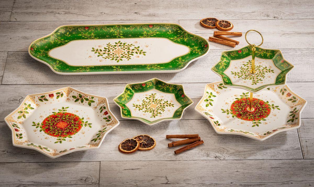 Блюдо новогоднее Palais Royal Волшебный падуб фарфоровое большое 47х23 см (21126) - фото 5 Блюдо новогоднее Palais Royal Волшебный падуб фарфоровое большое 47х23 см (21126) - фото 5