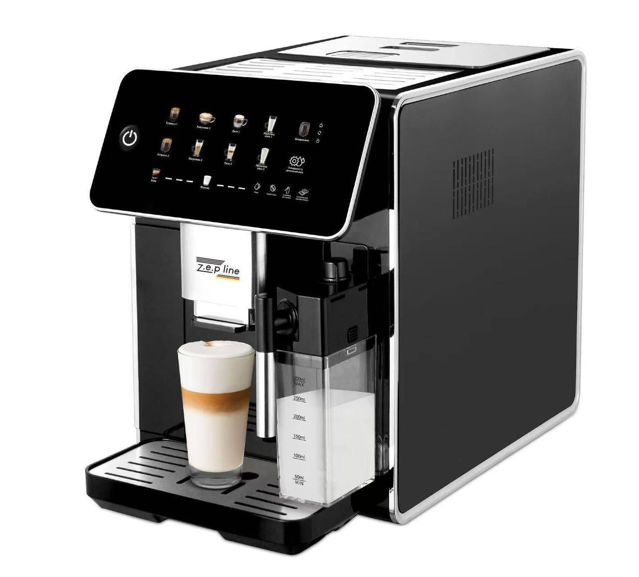 Автоматическая кофемашина Zepline ZP-6808 1500 Вт 20 Bar с кофемолкой и автоматическим капучинатором Черный