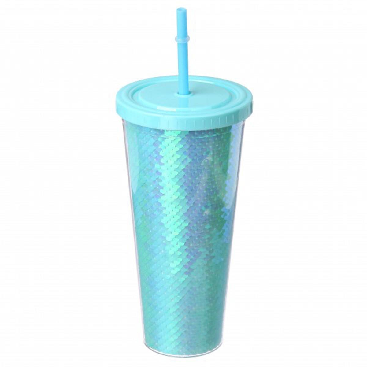 Стакан-тамблер з паєтками 650 мл Blue (69-526)