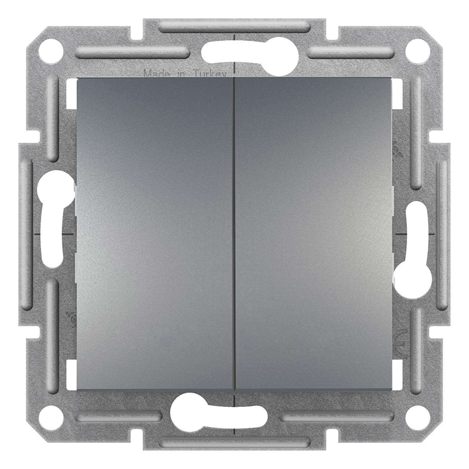 Вимикач Schneider Electric Asfora 2-клавішний Сталевий