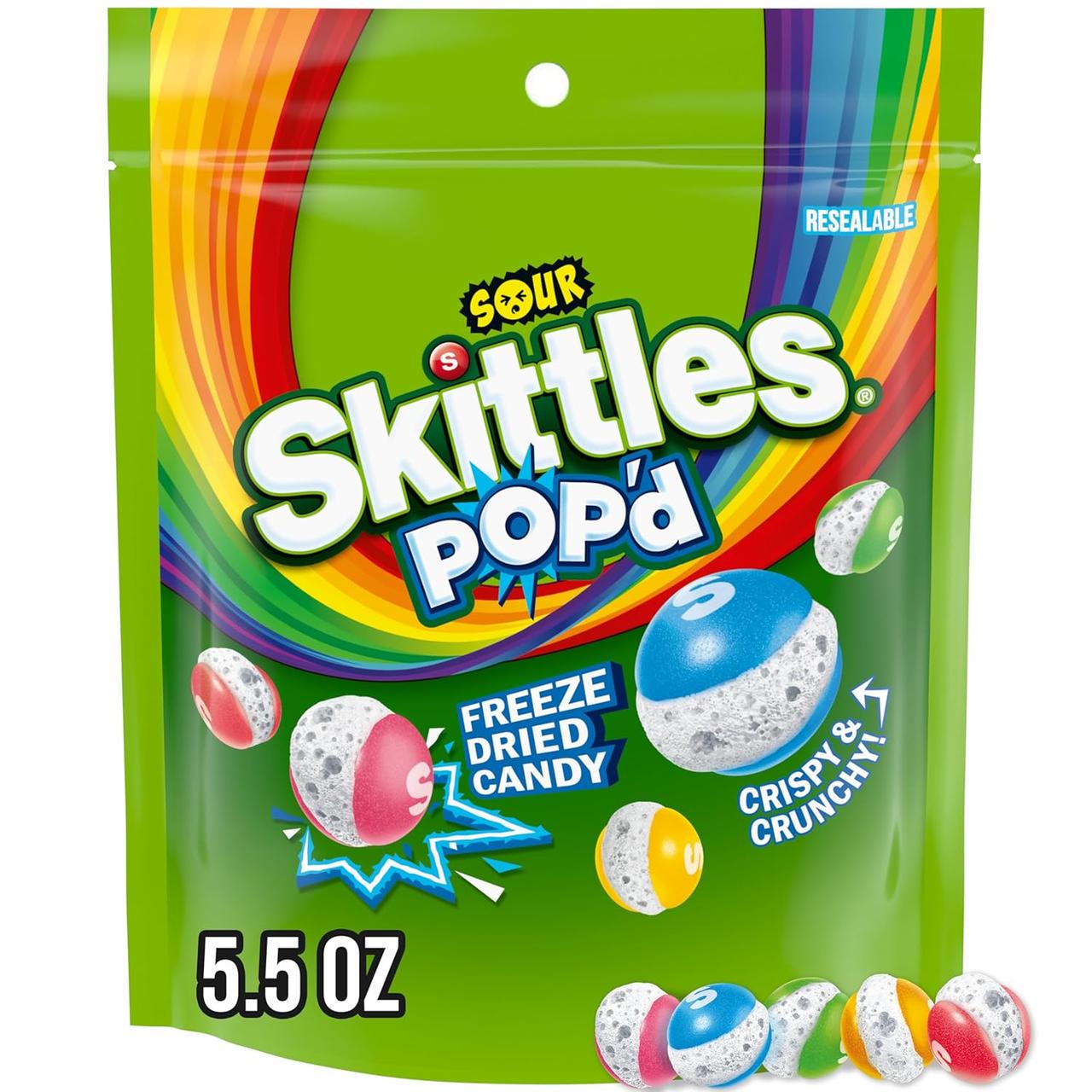 Конфеты кислые Skittles Pop'd Sour Freeze Dried Candy 156 г (2586426233)