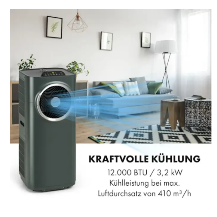 Кондиціонер мобільний KLARSTEIN Kraftwerk Smart 12K 3в1 з дистанційним керуванням (10034665) - фото 3 Кондиціонер мобільний KLARSTEIN Kraftwerk Smart 12K 3в1 з дистанційним керуванням (10034665) - фото 3