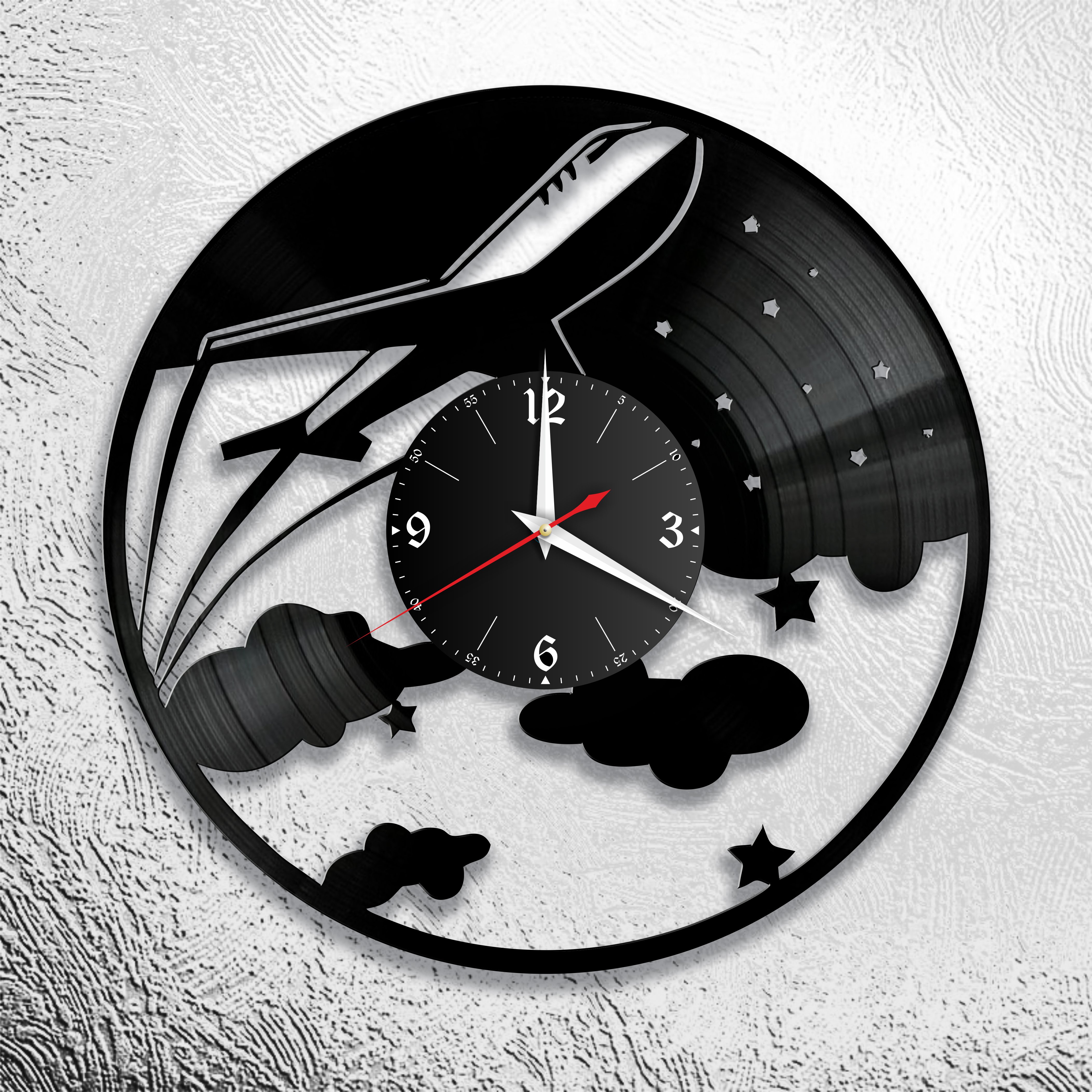 Часы настенные Пилот самолета 0954 из виниловой пластинки