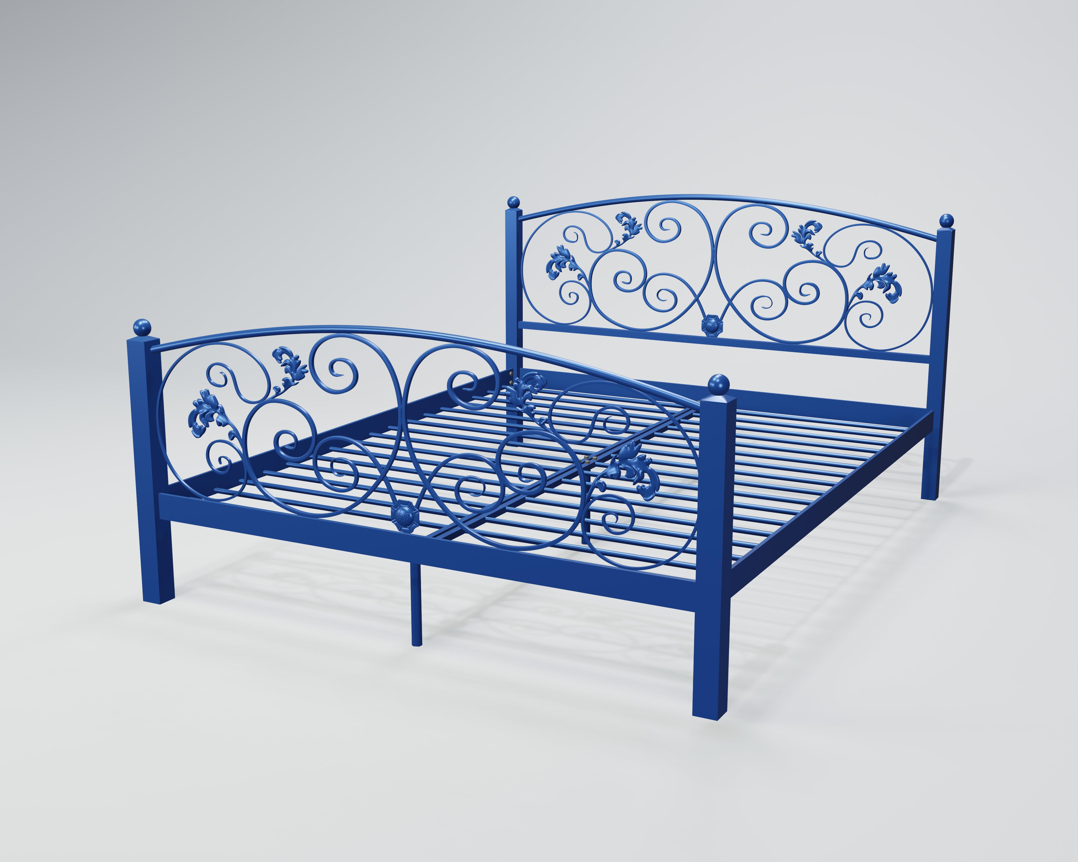 Кровать металлическая Магнолия 140x190 см Синий