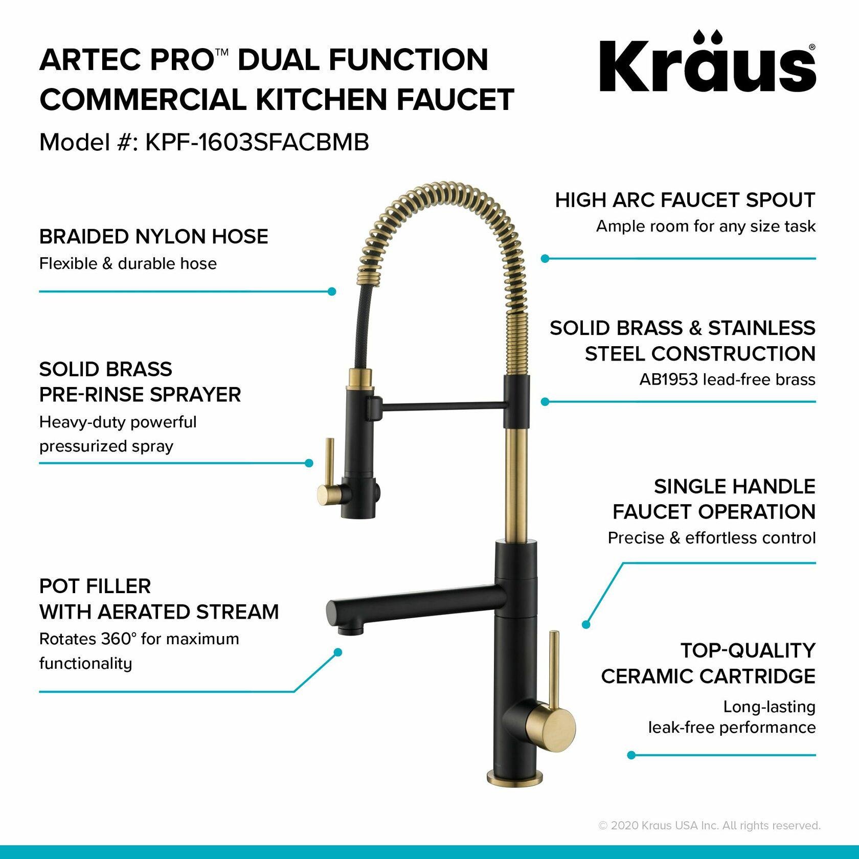 Змішувач кухонний із двома кранами KRAUS Artec Pro KPF-1603SFACBMB Бронзовий/Чорний (87329) - фото 5