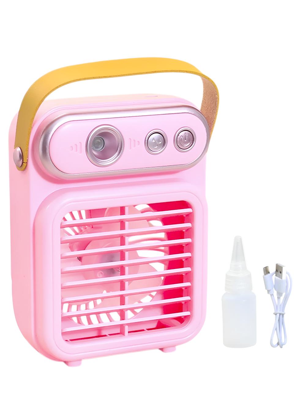 Кондиціонер міні бездротовий настільний портативний JoyPro Spray Fan з акумулятором та зарядкою type-c 3в1 Рожевий (26433c34)