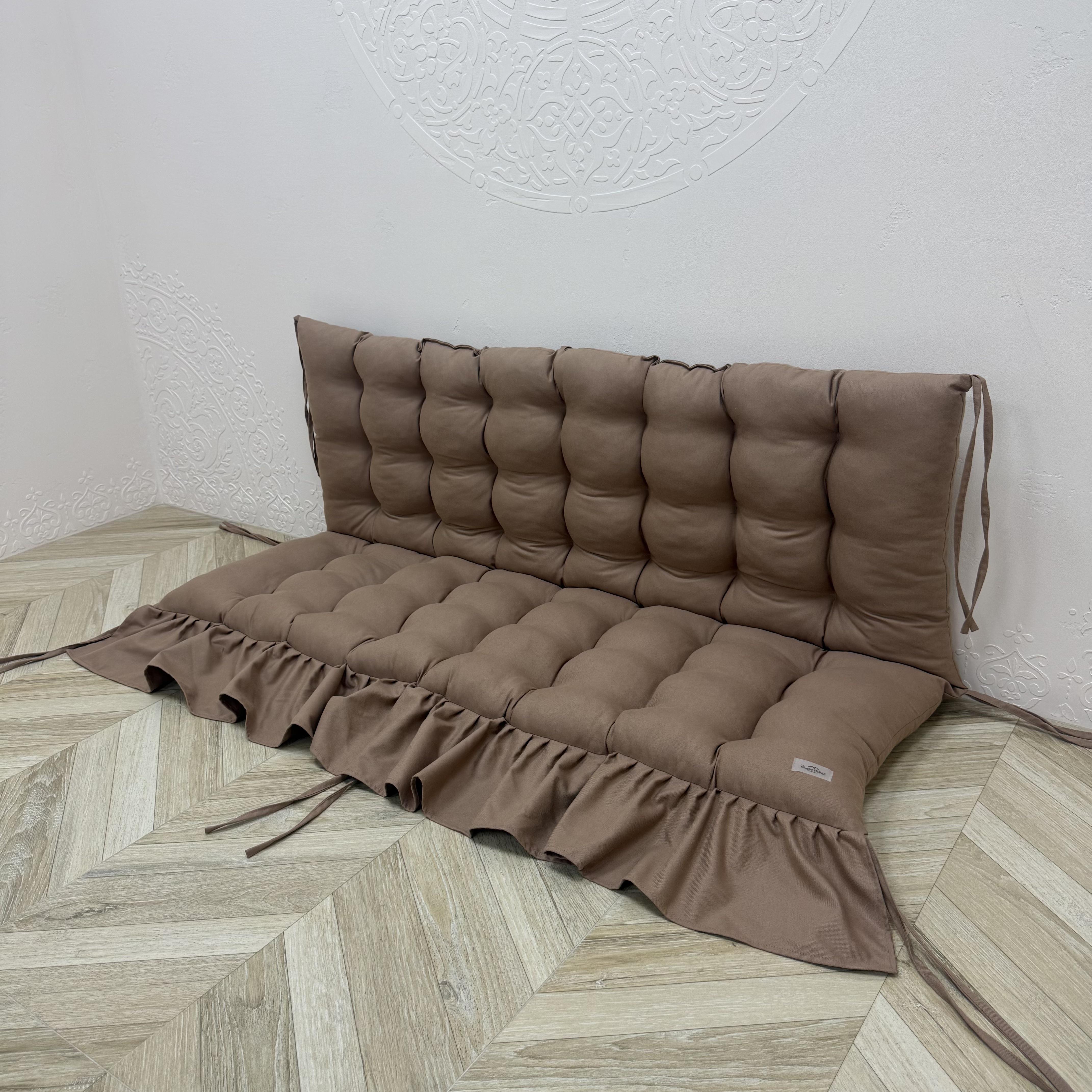 Подушка Сomfort Home на піддони/гойдалки/каркаси/садові меблі з рюшею панама 100х50х50 см