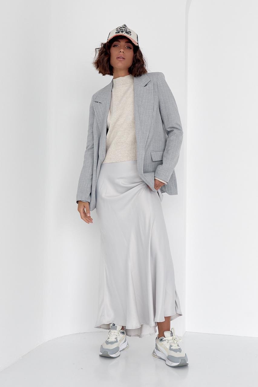 Пиджак без застежки M Светло-серый (11859694) - фото 3