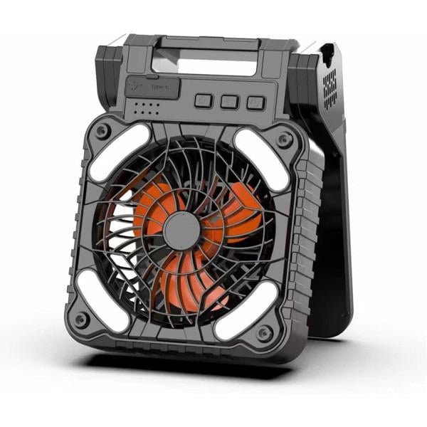 Вентилятор для кемпинга с аккумулятором 5200 МАһ солнечной зарядкой/LED- фонарем и функцией повербанка 4 скорости Черный (26137185)