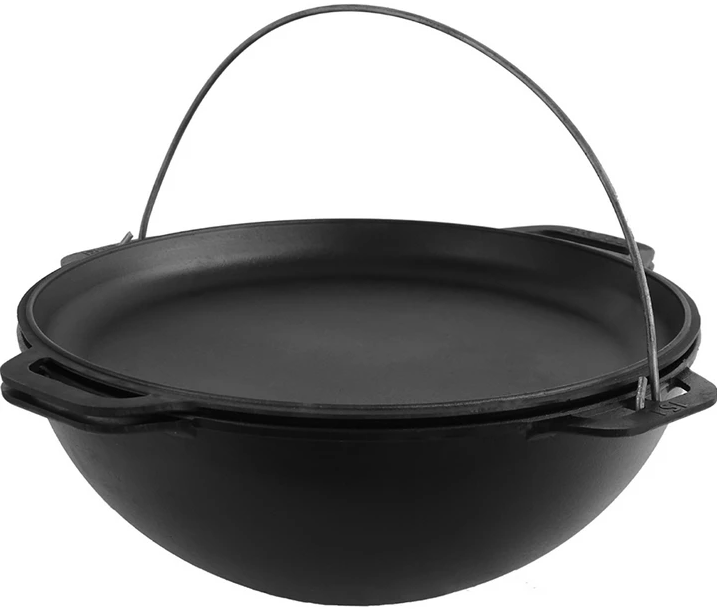 Котел татарський чавунний з кришкою-сковородою 8 л (14-2-SP00318) Котел татарський чавунний з кришкою-сковородою 8 л (14-2-SP00318)