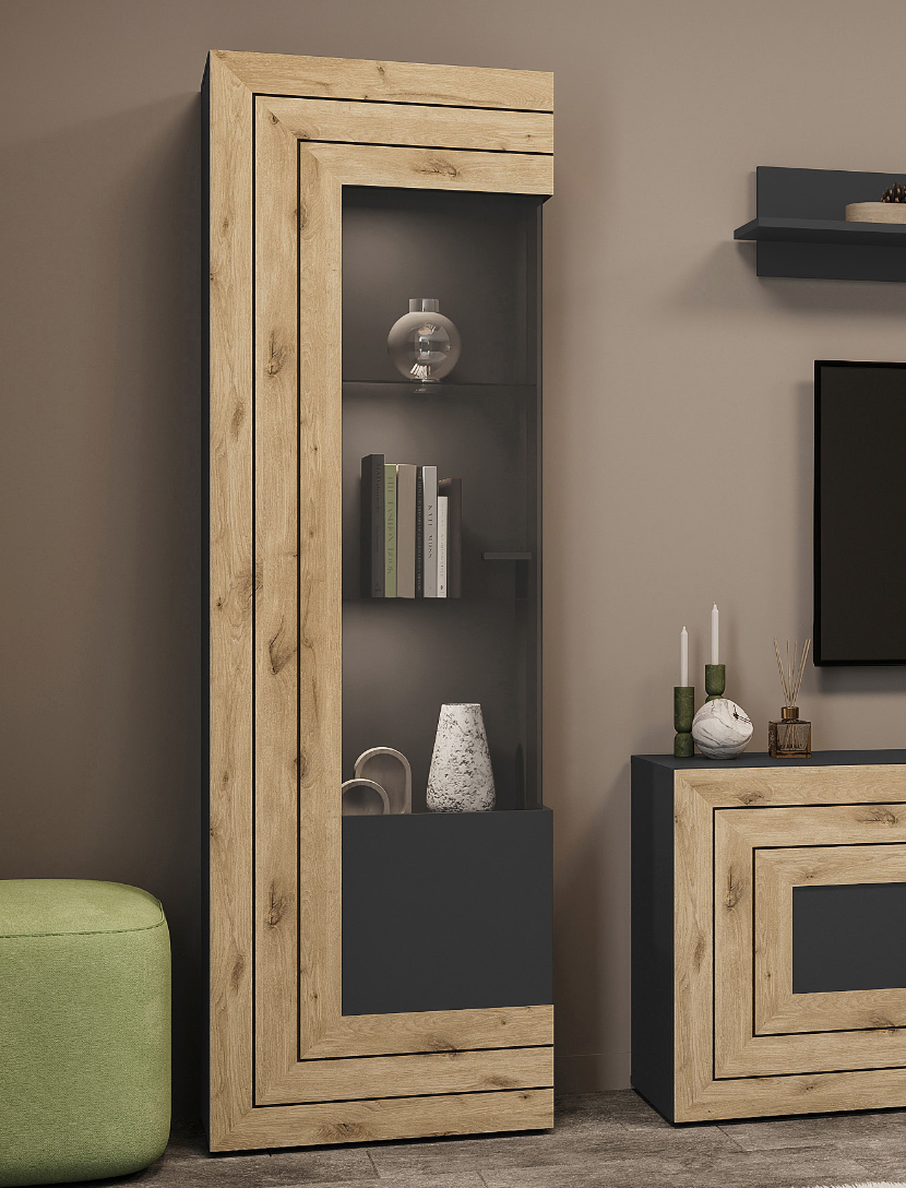 Пенал у вітальню SOKME Джейкоб 600х372х1940 мм Дуб вікінг/Антрацит - фото 1 Пенал у вітальню SOKME Джейкоб 600х372х1940 мм Дуб вікінг/Антрацит - фото 1