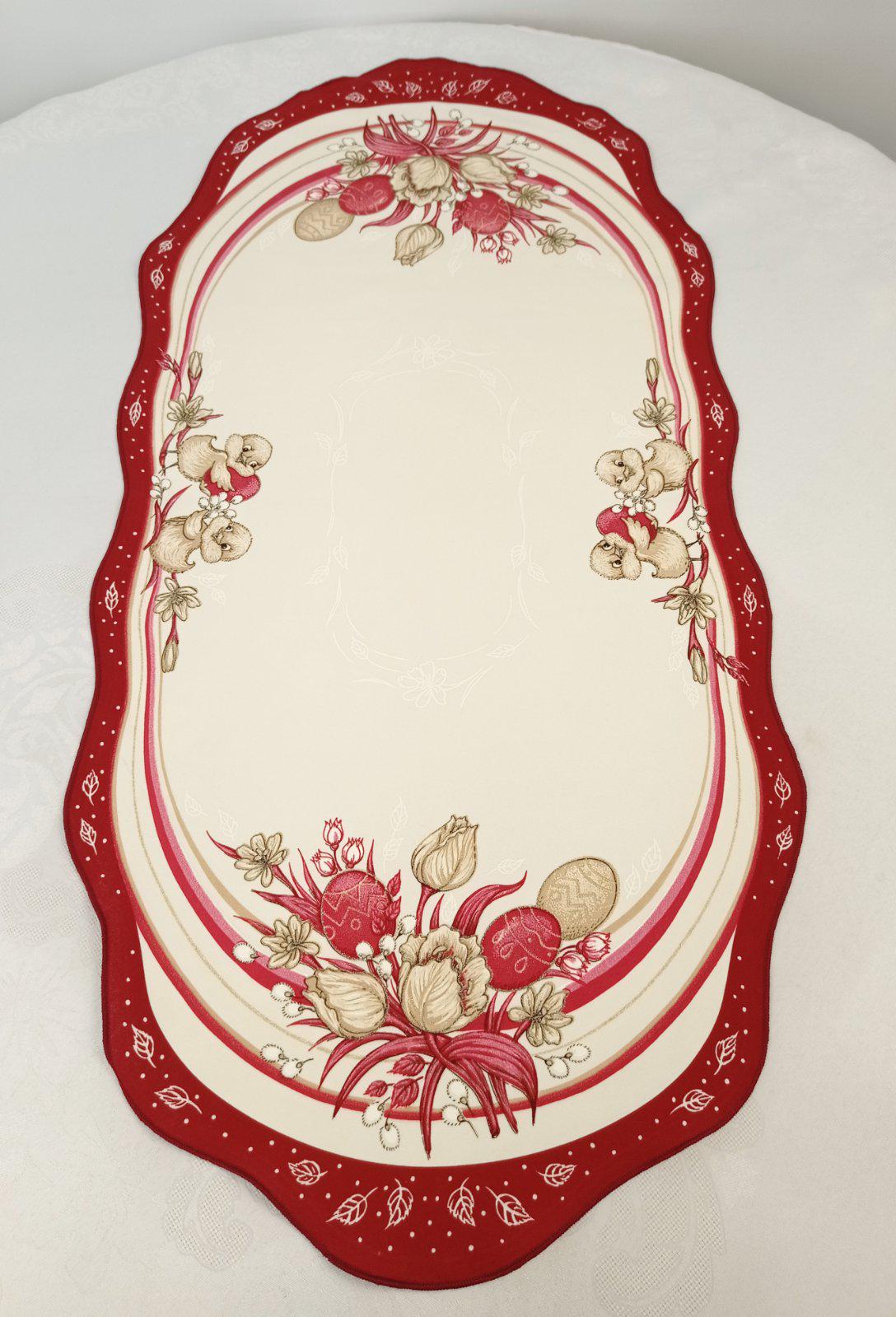 Дорожка пасхальная 50x90 см Print Easter Flowers Burgundy Cream (CN14566)