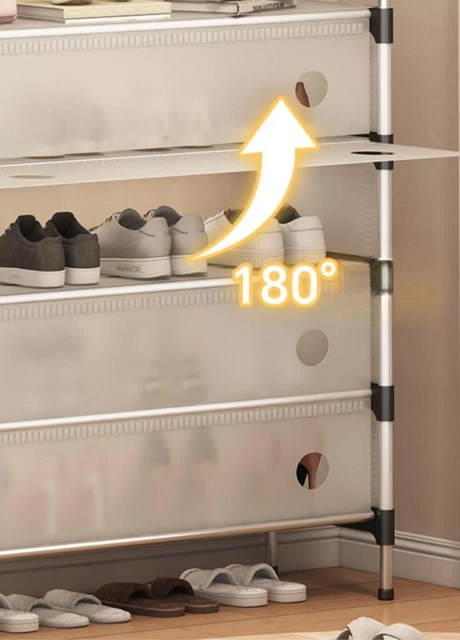 Полка для обуви пластиковая складная 28x100x63 см Черный/Белый (sklm-33) - фото 4 Полка для обуви пластиковая складная 28x100x63 см Черный/Белый (sklm-33) - фото 4