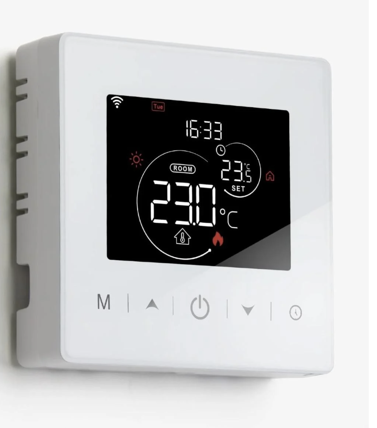 Терморегулятор Beok BOT-R9V-WIFI Wi-Fi для газового котла Tuya Smart/LCD дисплей Alexa/Google Assistant накладной Белый (3120609405)