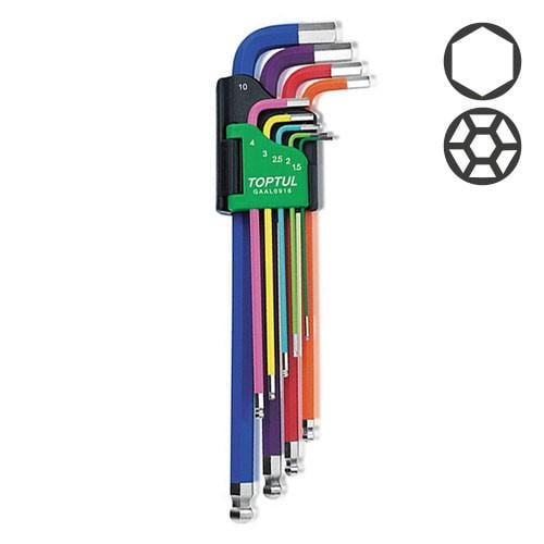 Набор Г-образных шестигранников Toptul GAAL0918 1,5-10 мм 9 шт. Разноцветный (106-112-GAAL0918)
