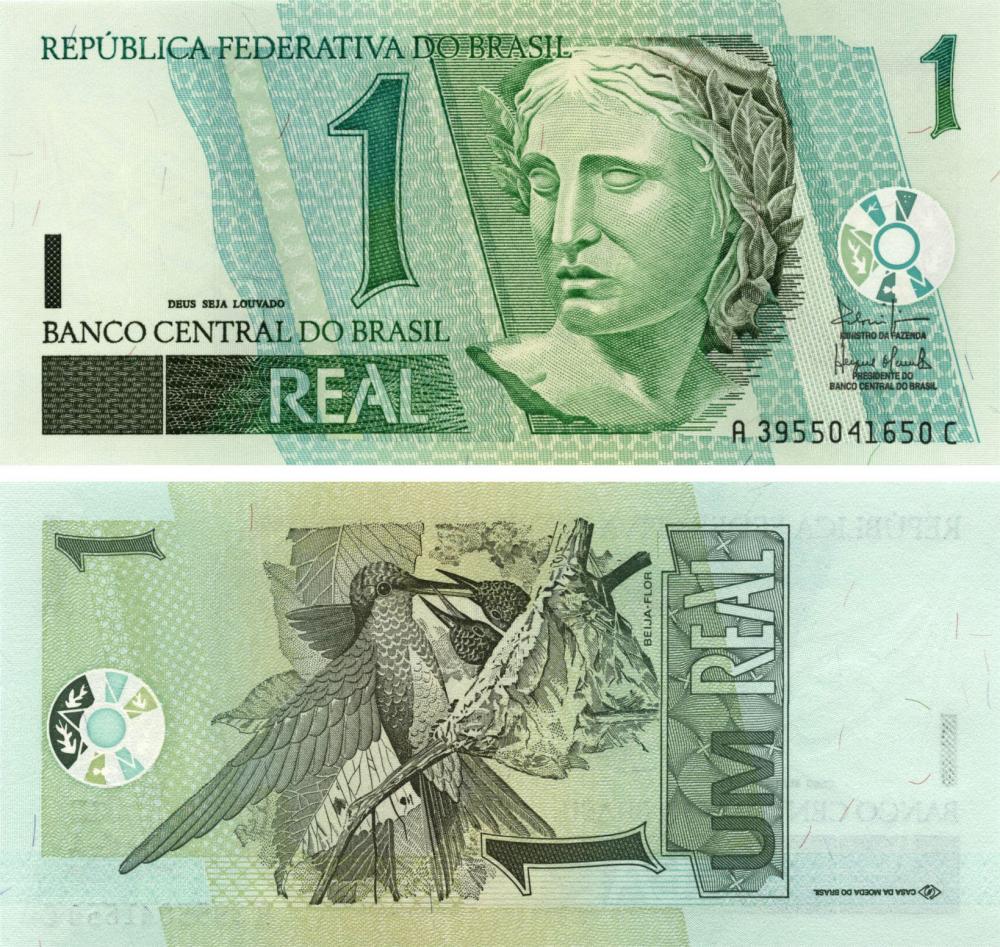 Коллекционная банкнота Бразилия 1 реал 2004 UNC P251a (Б10462)