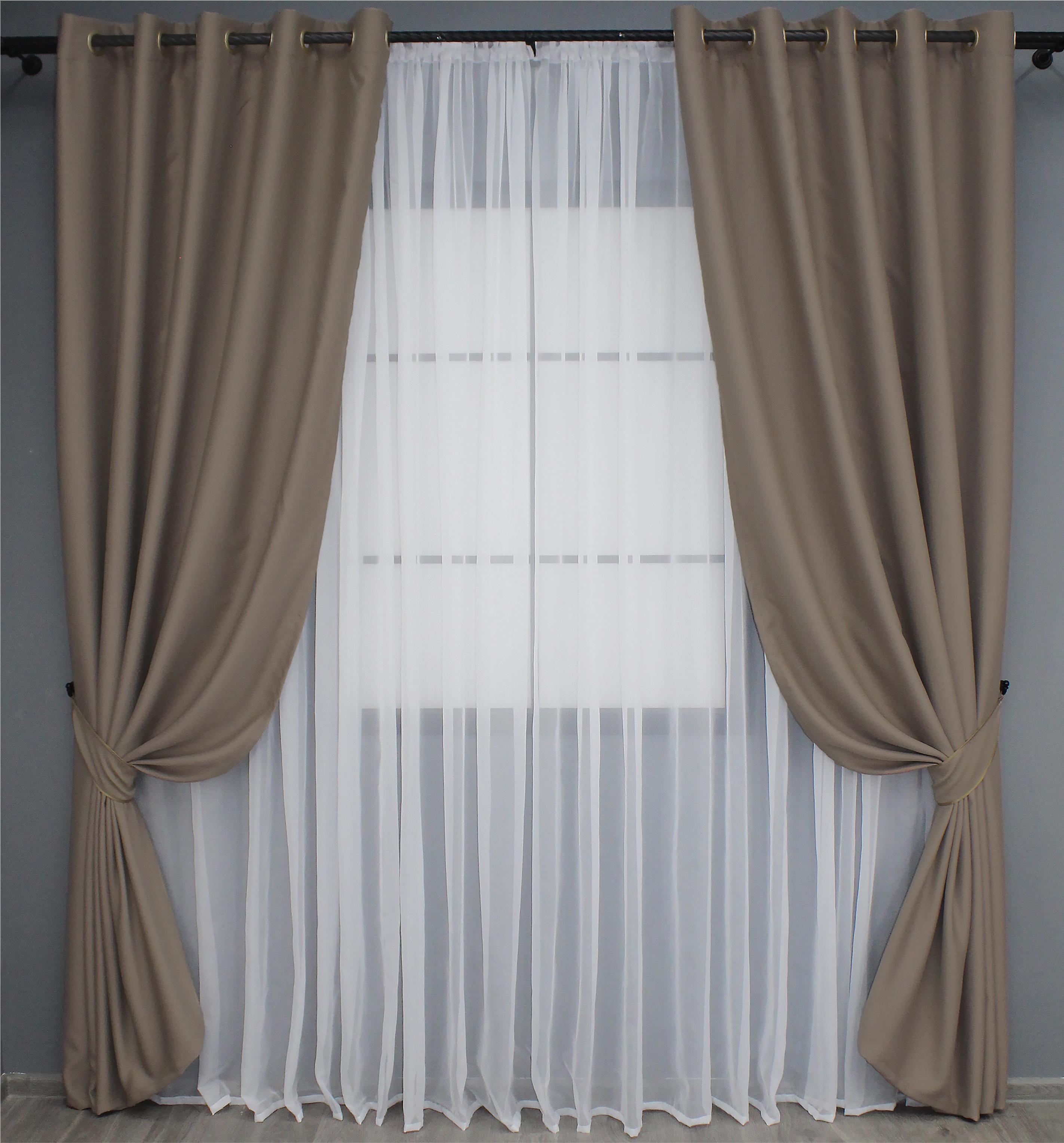 Комплект штор на люверсах VR-Textil Блэкаут Bagema Rvs № 1289ш 150х250 см 2 шт. Какао (37-0015) - фото 1