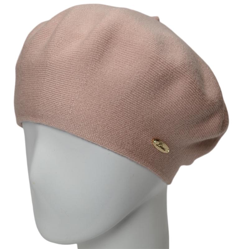Берет женский двойной Novita Софи из вискозы теплый мягкий L р. 57-58 Кремовая пудра