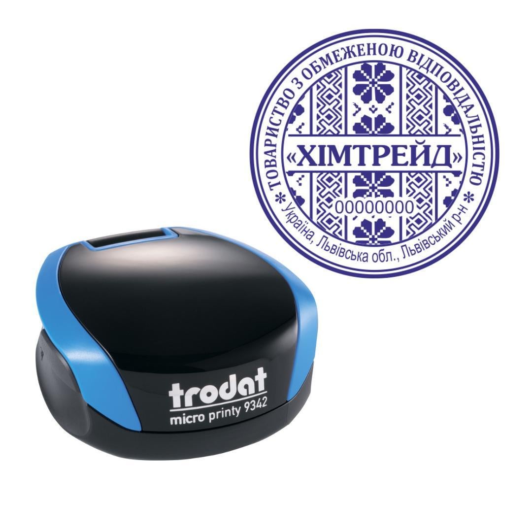 Печатка ТОВ на кишеньковому оснащенні Trodat Micro Printy 9342 d 42 мм Синій (ТОВ13/9342/BL)