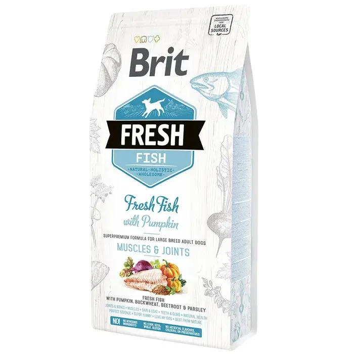 Сухой корм Brit Fresh для взрослых собак вел. пород для мышц и суставов 2,5 кг