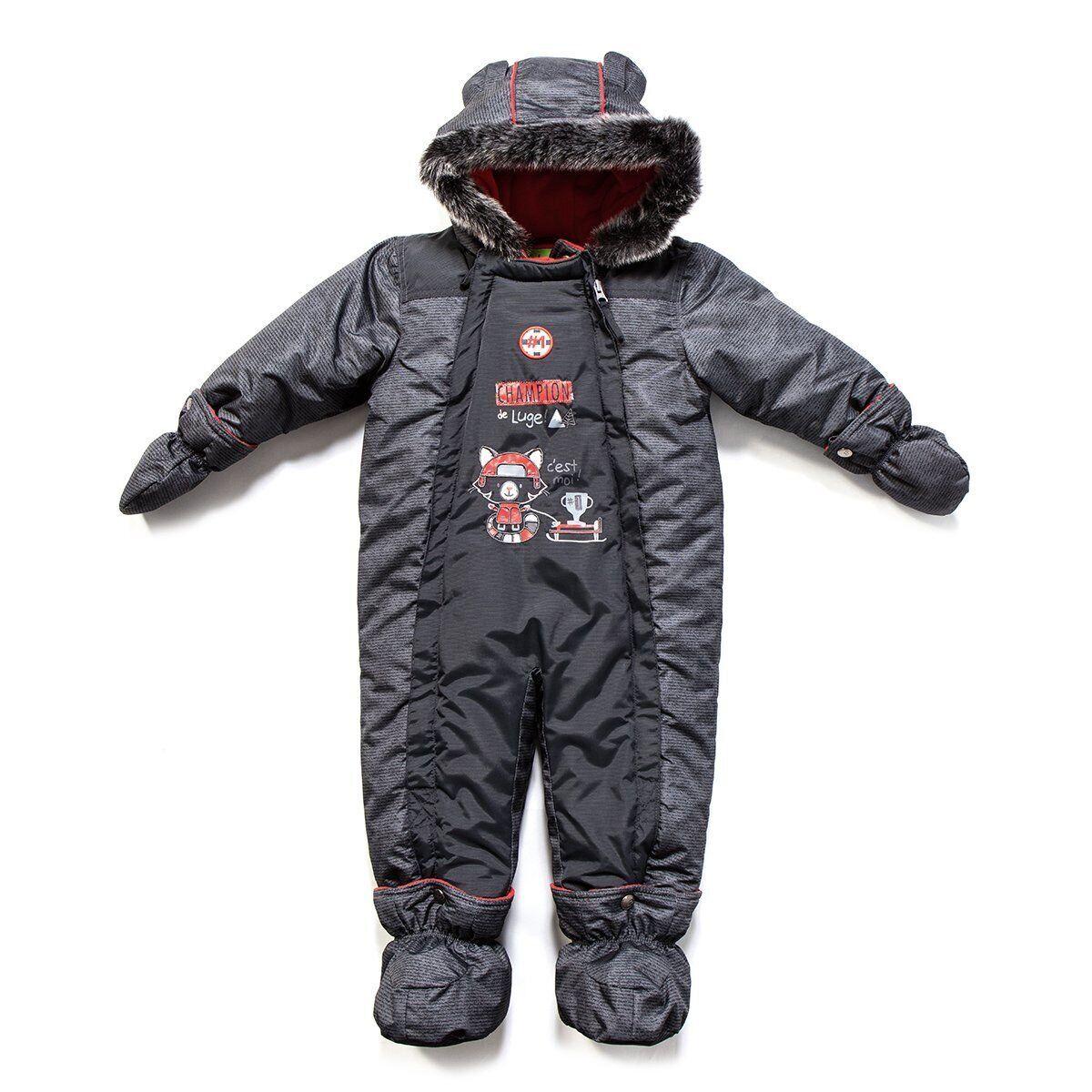 Детский зимний комбинезон цельный Peluche&Tartine F17M107BG для мальчика 80-90 см Серый (F17M107BG-Deepgrey-18m)