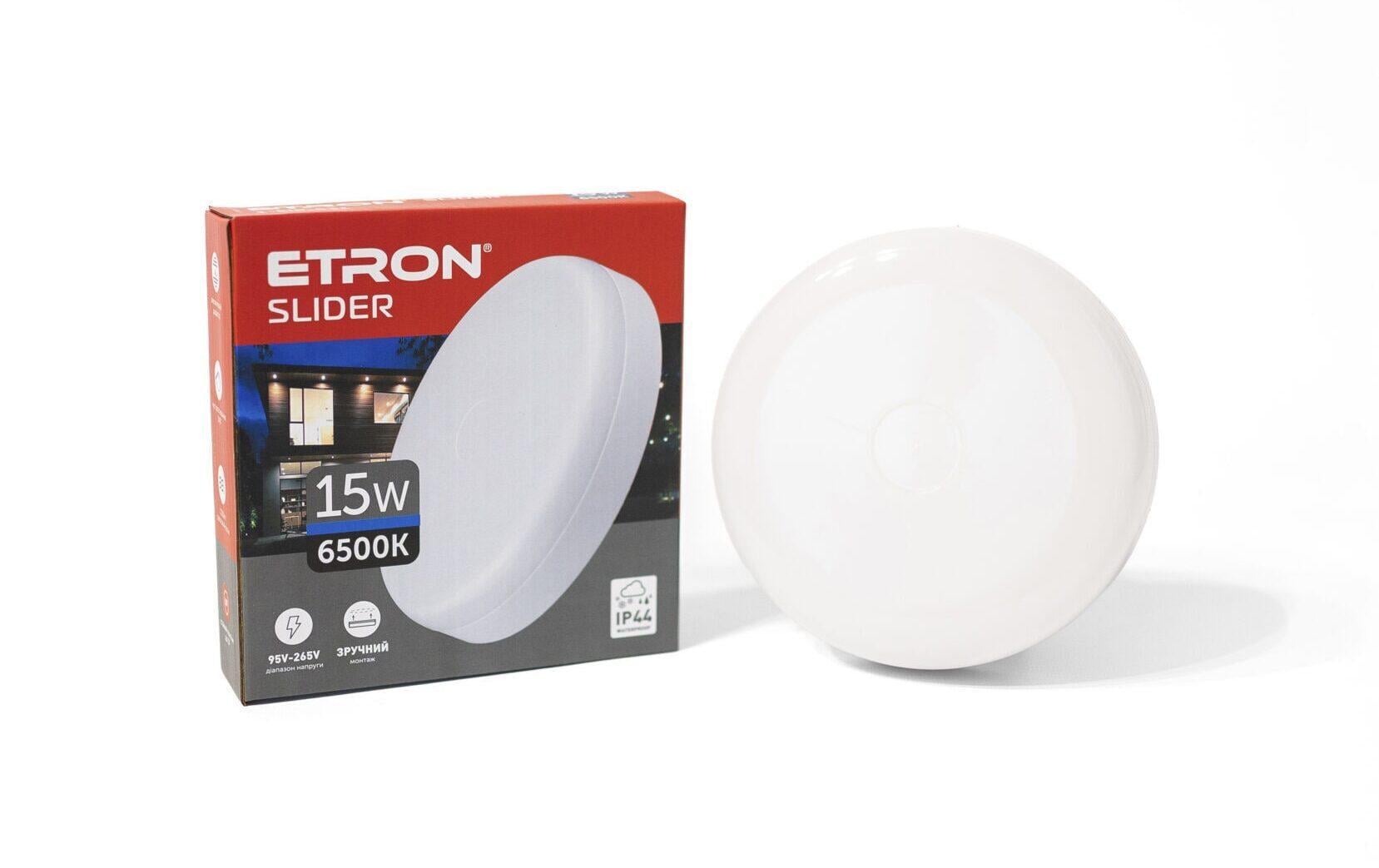 Светодиодный светильник ETRON Slider 15 Вт 6500 К IP44 круг (21813)