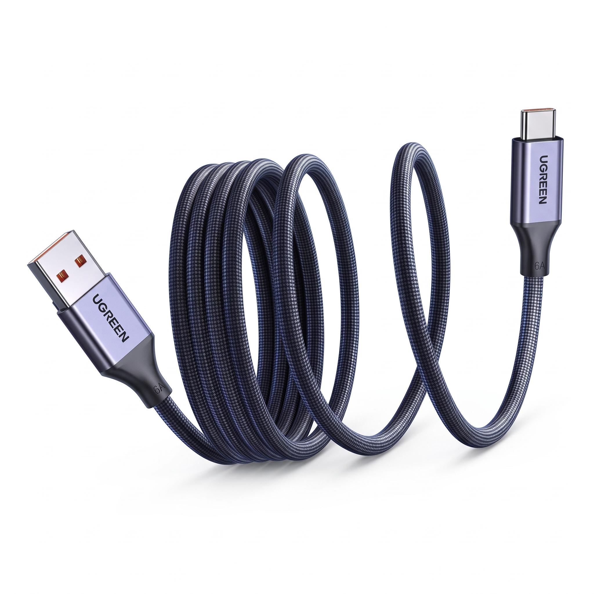 Кабель UGREEN L521 USB-A-USB-C с магнитным сворачиванием 1 м до 100 Вт 480 Мбит/с Серый (55518)