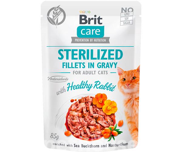 Корм влажный Brit Care Cat Fillets In Gravy с кроликом в соусе для стерилизованных кошек 85 г (46548)