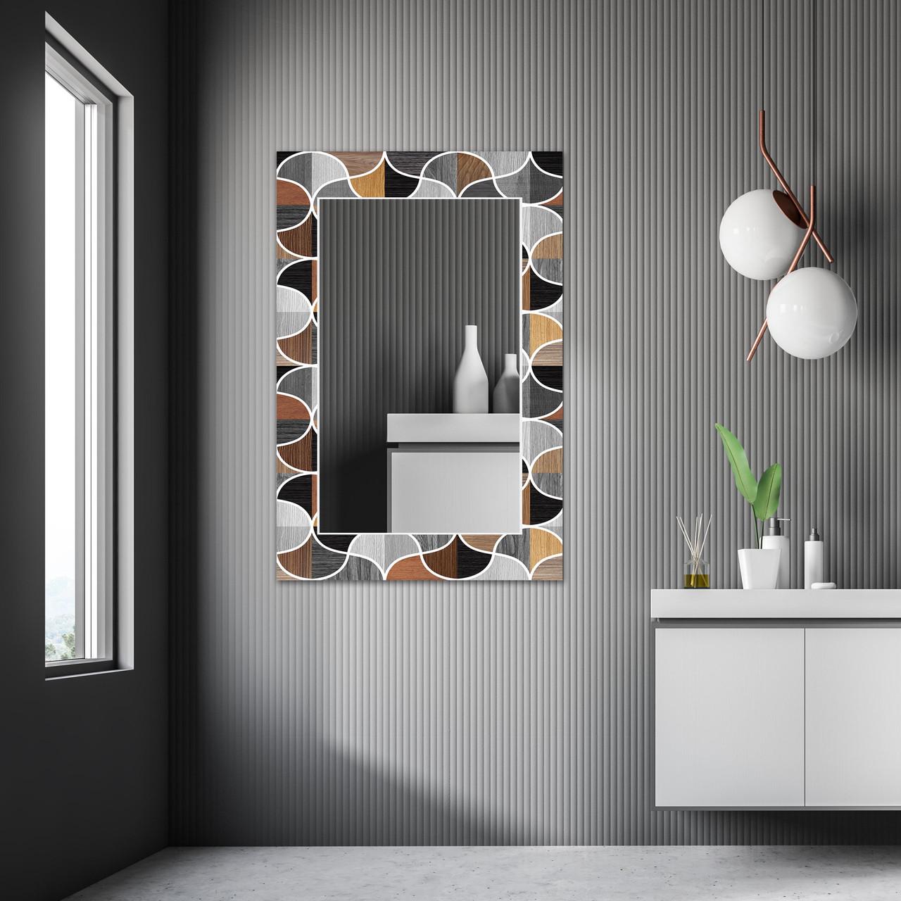 Зеркало на стену NovellaPrint с рисунком орнамента прямоугольное 90х60 см (2008.6)