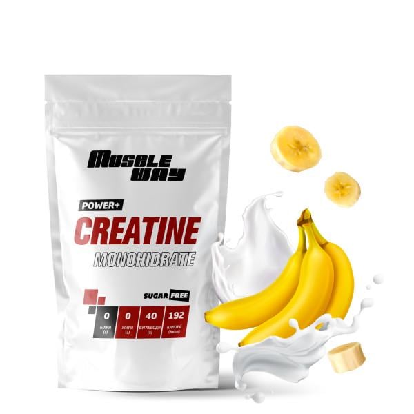 Креатин моногидрат MuscleWay Creatine Monohidrate 99,9% Sugar Free 60 порций 300 г Банан (21-125-cre-mw-rs300.6)