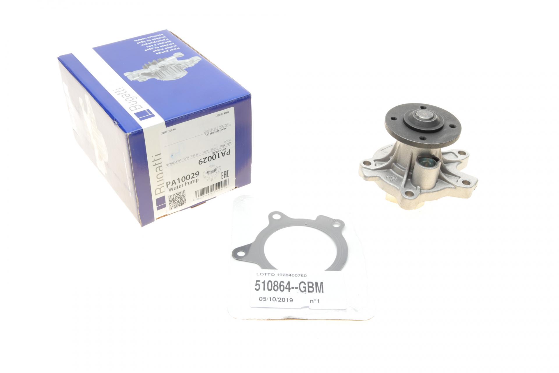 Помпа воды Bugatti Mini Mini 1.4d 03-06/Toyota Corolla 1.4D-4D 04-08/13-18/Auris 1.4D-4D 13-18 R/B 6 лоп. PA10029