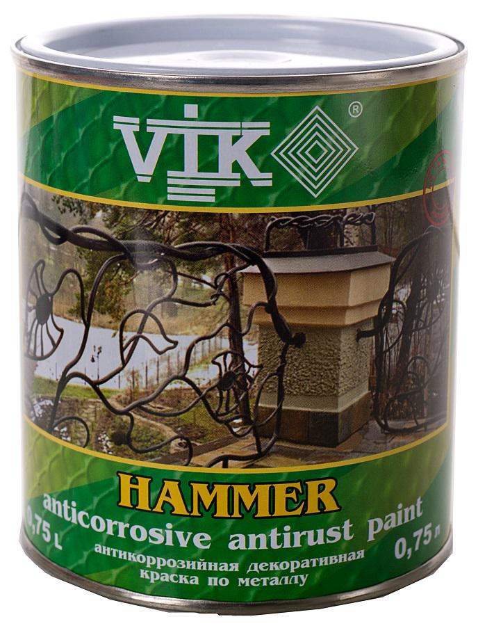 Эмаль по металлу антикоррозийная Vik Hammer с молотковым эффектом 0,75 л Серебренный