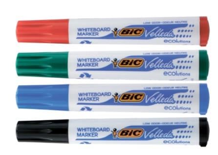 Набір маркерів BIC для сухостираючих дощок VELLEDA 4 кольори (904941)