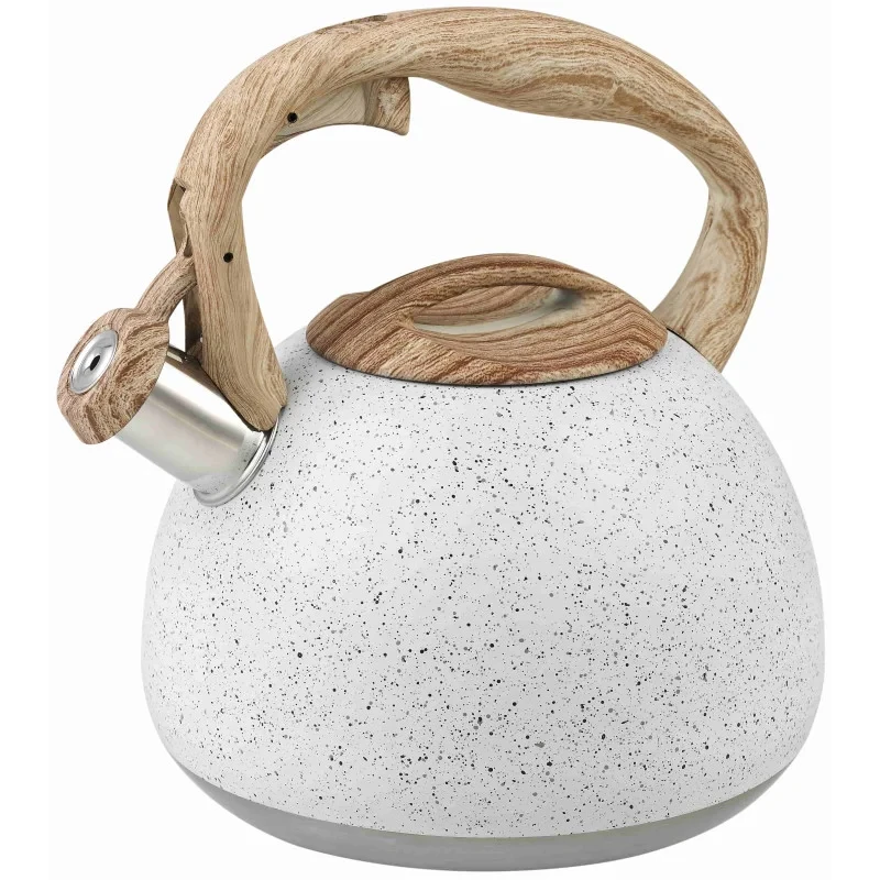 Чайник для плиты н/ж сталь со свистком и нейлоновой ручкой 2,7 л Белый (MX-12390R)