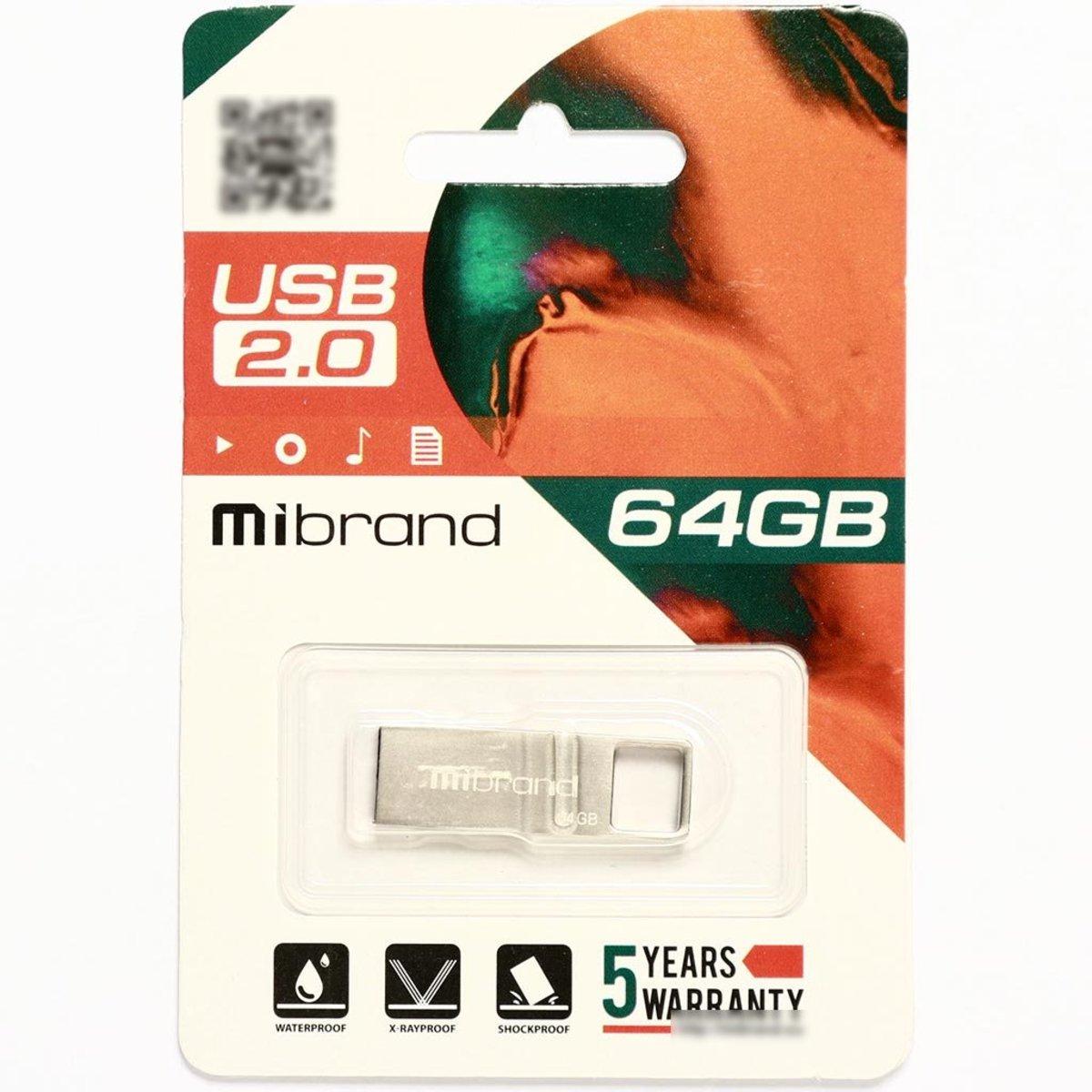 Флешка для ноутбука Flash Mibrand USB 2.0 Shark 64Gb Silver (MI2.0/SH64U4S) - фото 2