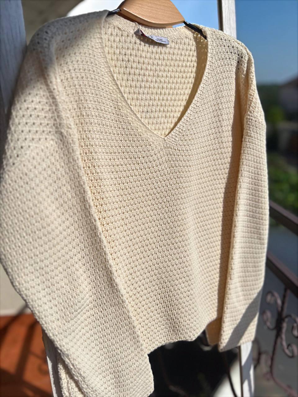 Джемпер жіночий MIX RAY 6770 светр мис ажурна в'язка OS Молочний (1106) - фото 4 Джемпер жіночий MIX RAY 6770 светр мис ажурна в'язка OS Молочний (1106) - фото 4