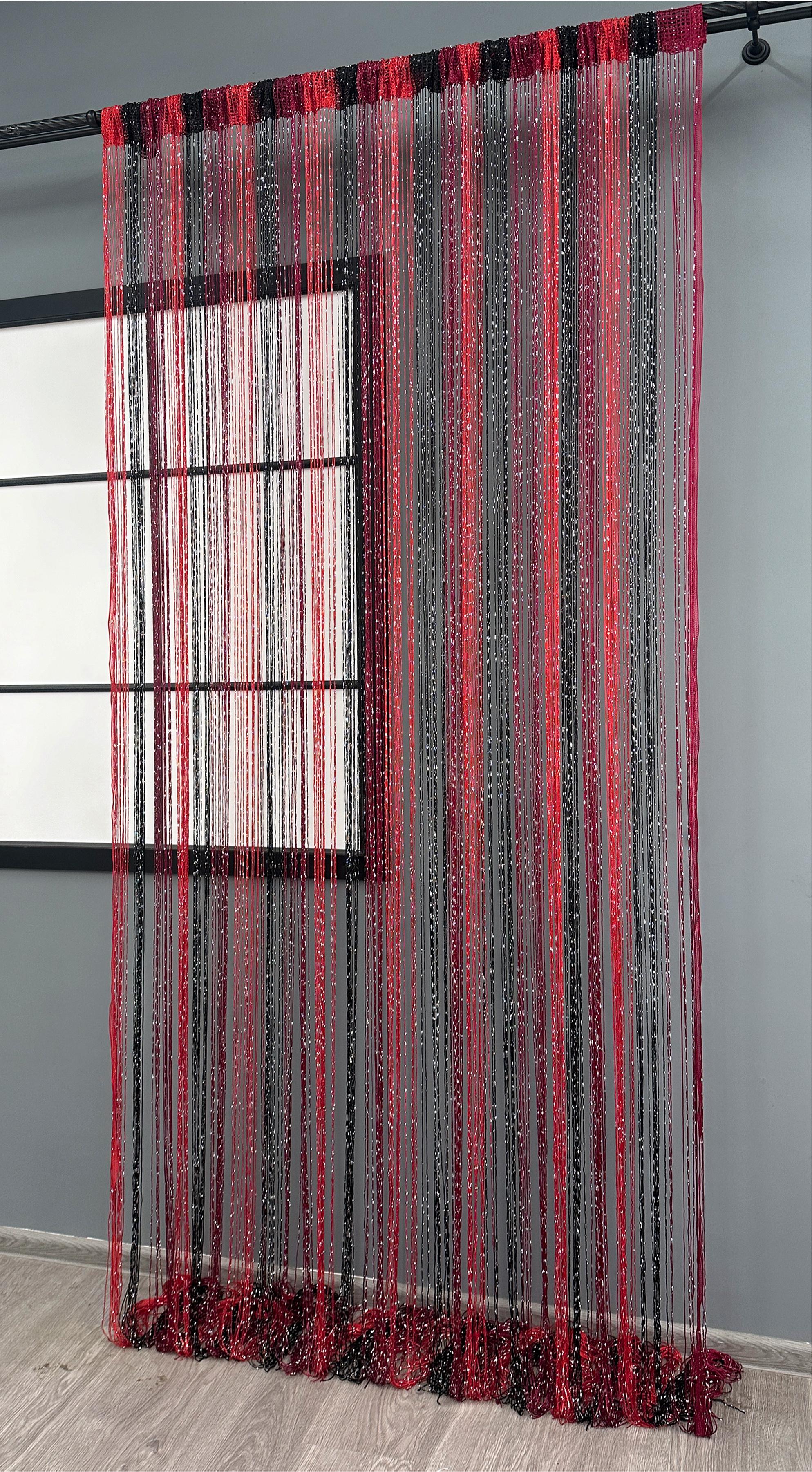 Штори-нитки з люрексом 300х300 см Червоний/Чорний/Бордовий (61-108) - фото 2
