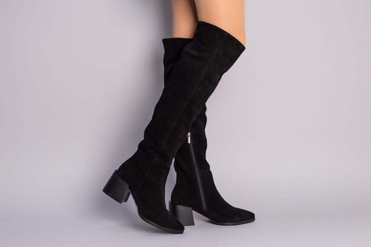 Ботфорти жіночі замшеві зимові р. 39 Чорний (8503е/39)