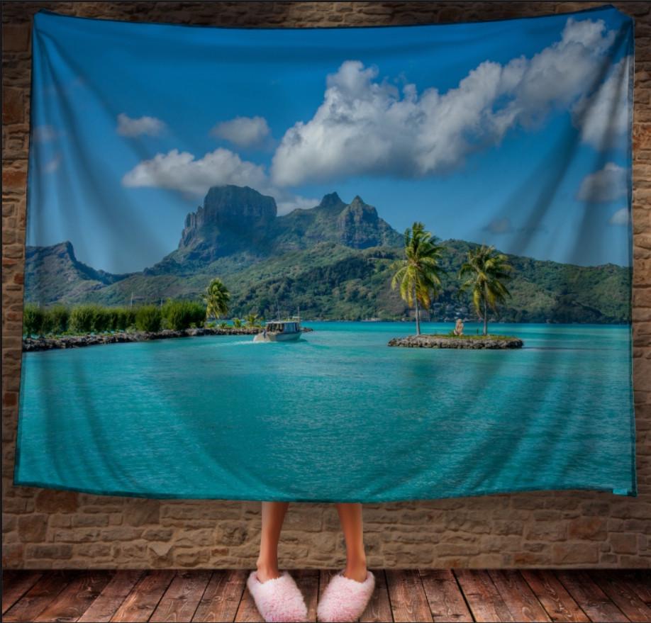 Плед с 3D принтом Райский берег океан 150x200 см (epi_1181)