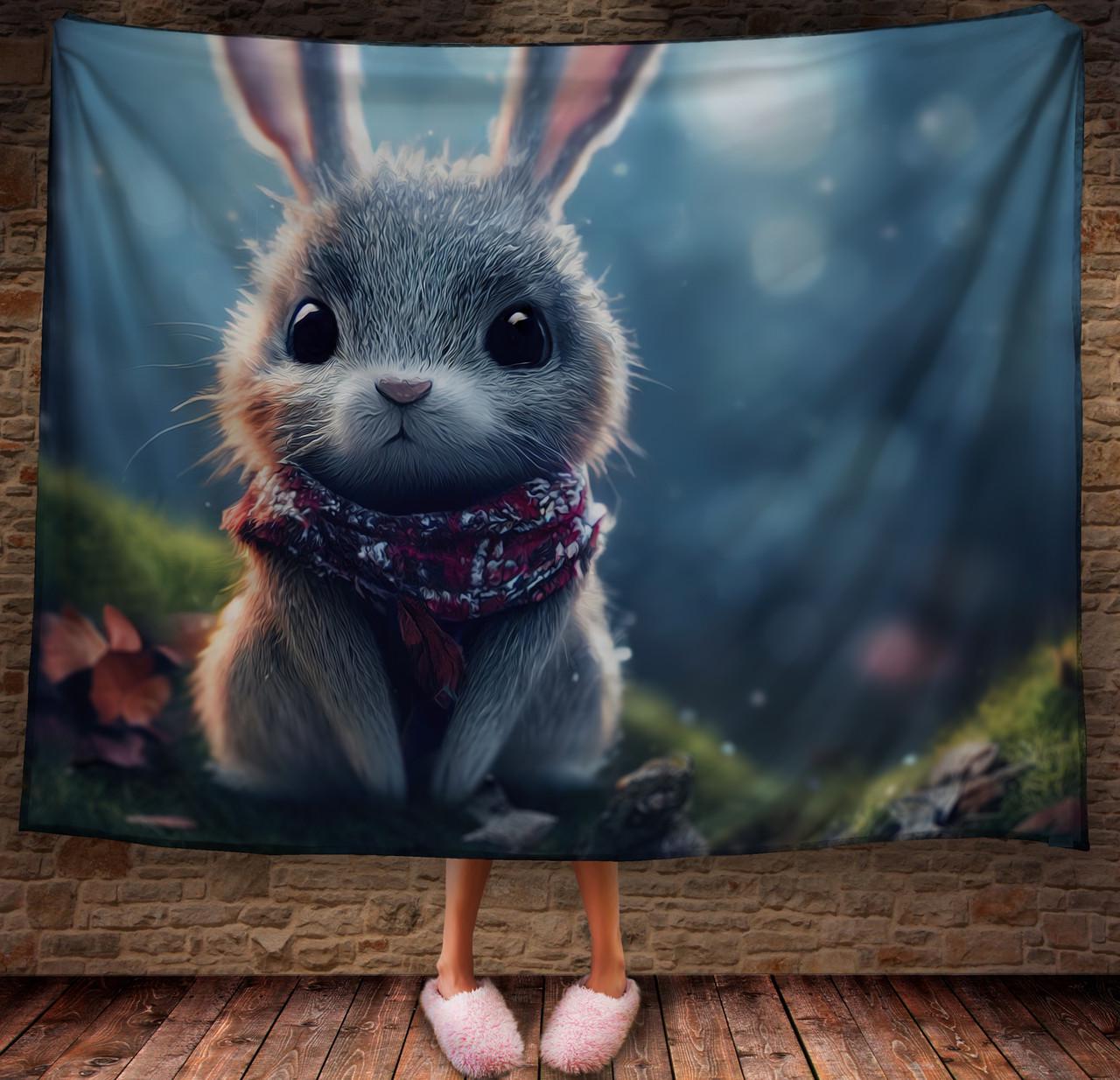 Плед с 3D принтом 19 Кролик в зимнем сказочном лесу 150х200 см (epi_1831)