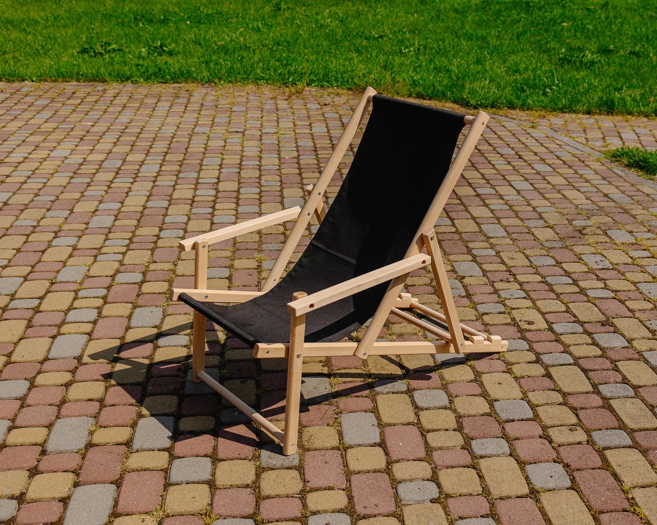 Шезлонг деревянный XRmaster с подлокотниками буковый Черный (0002360)