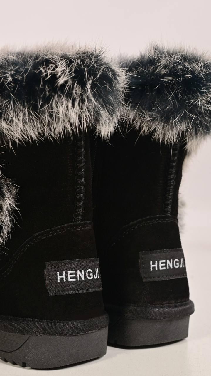 Угги детские Hengji натуральная замша и мех р. 29 Черный (30704856) - фото 4