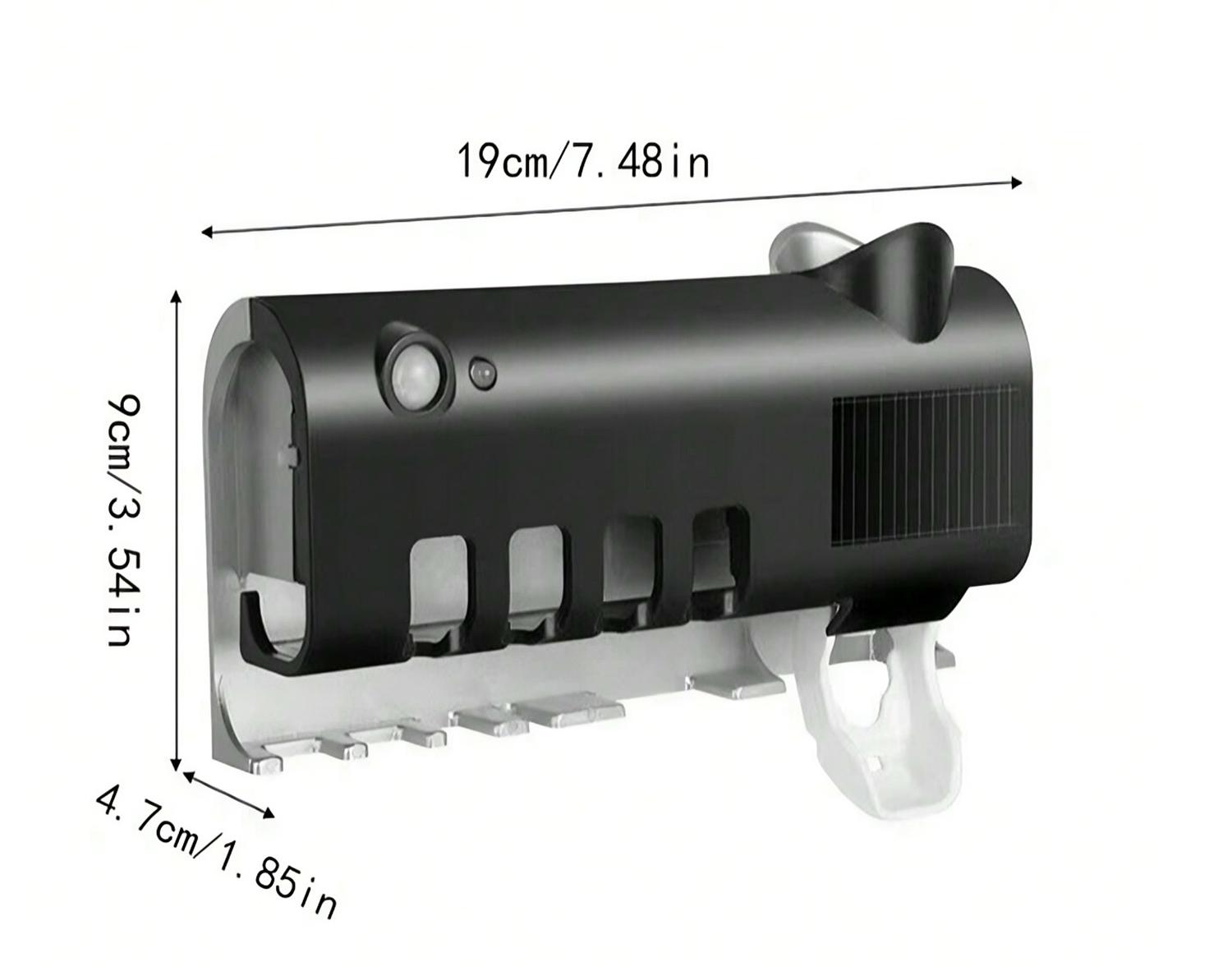 Держатель для зубных щеток Multi-function Toothbrush Sterilizer UV на 4 секции с дозатором Черный (20631419) - фото 4