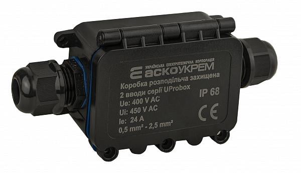 Распределительная коробка АСКО UProbox наружная 2 герметичных ввода IP68 PC 141,2х60х37 мм (A0280010001)
