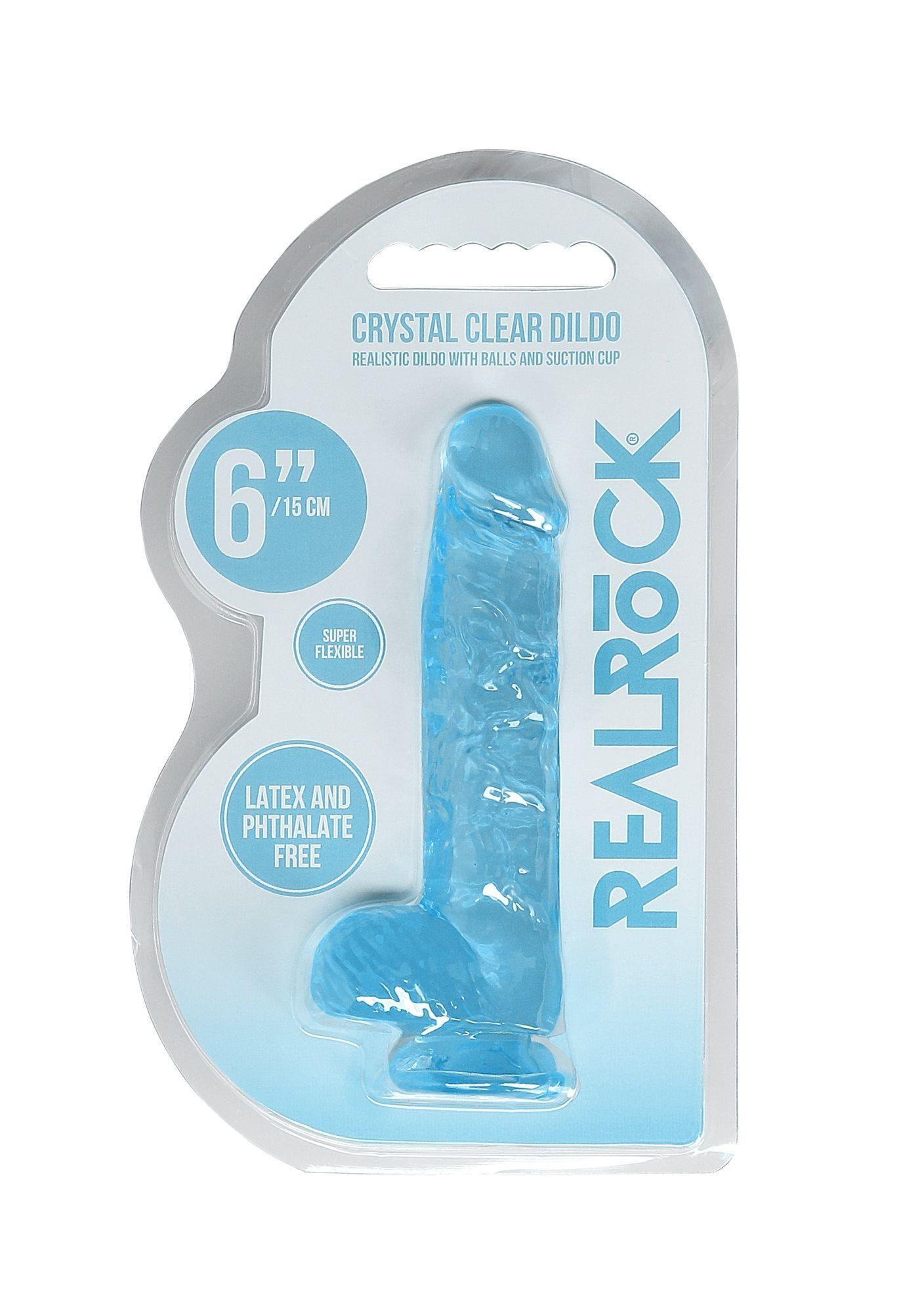 Фалоімітатор Realrock Dildo 6 блакитний з мошонкою (60360031652)