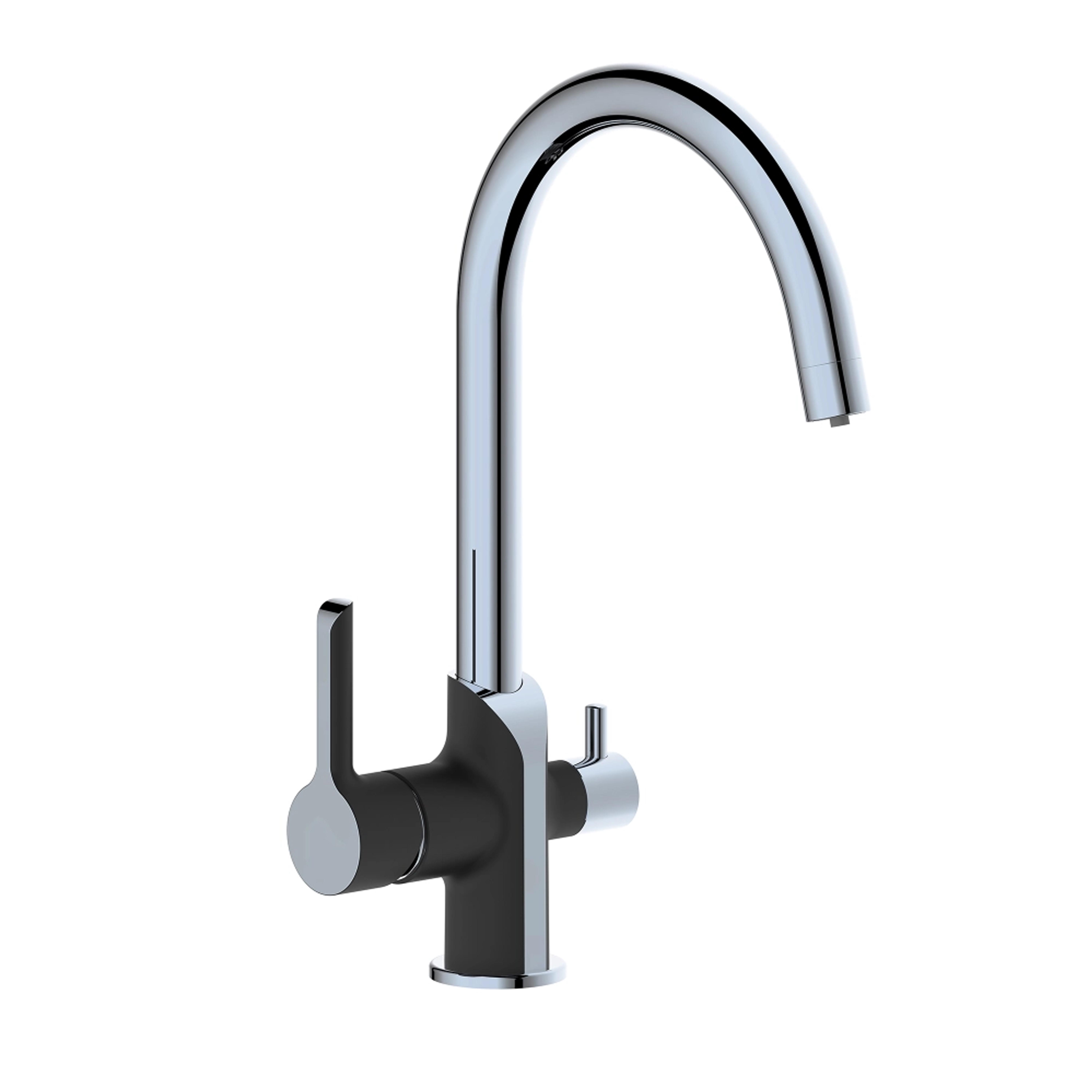 Смеситель для кухни Qtap Grand с подключением для питьевой воды QTGRA362CRB45669 Chrome/Black