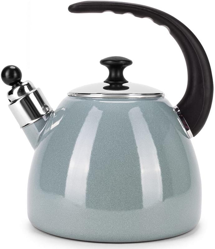 Чайник эмалированный Kamille Boiling Water со свистком 2,5л Оливковый