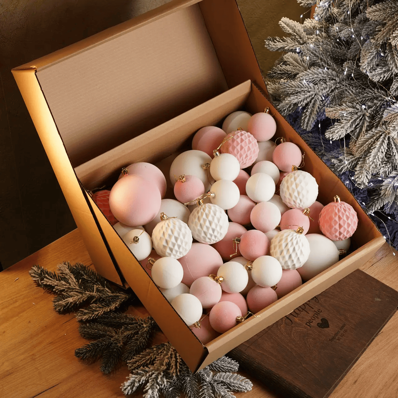 Набір куль новорічних Оксамит 40 шт. Рожевий (Оксамит рож.)